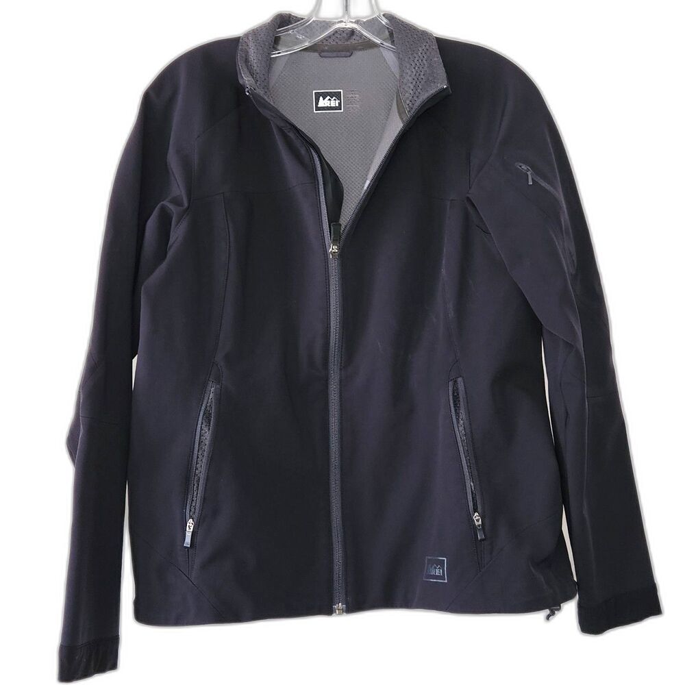 REI Women's Jacket Full Zip Up Black Active Wear RN 37249 Nylon Polyester Medium